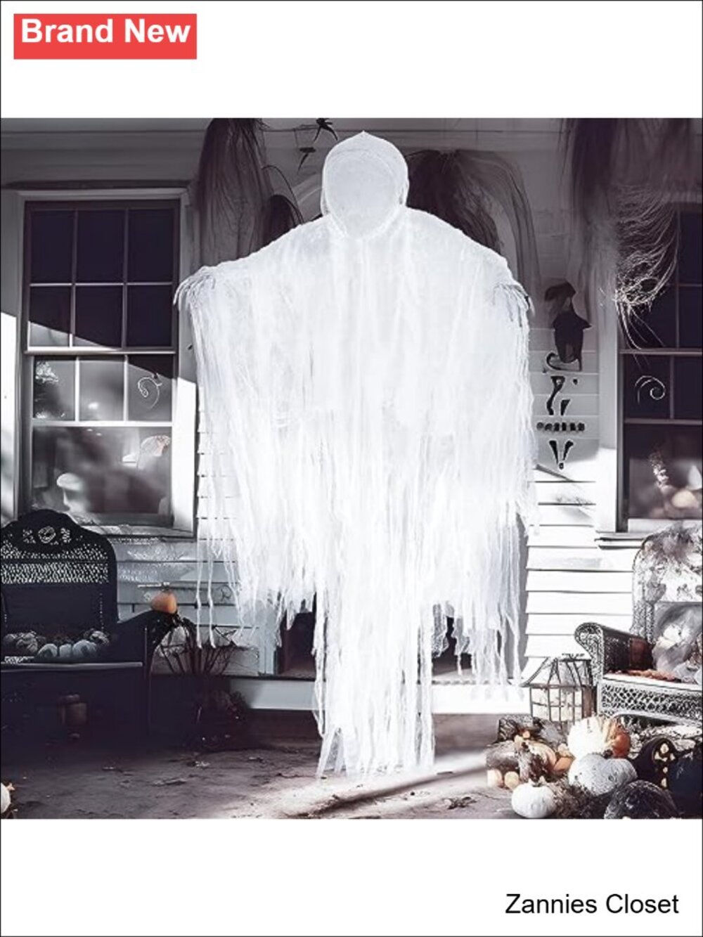 👻 Hanging Faceless Grim Reaper Halloween Decoration 63" Fabric Plastic